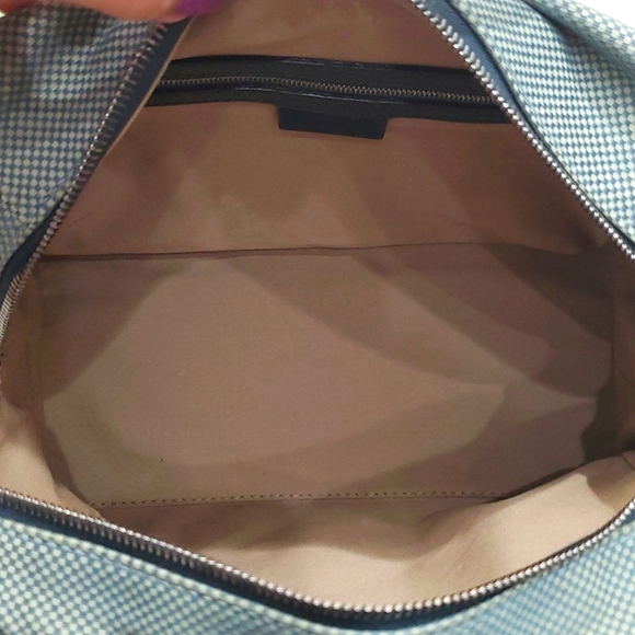 Bally small checkered bag Hand Bag Blue and White Canvas/Leather💙🤍 - Picture 14 of 17